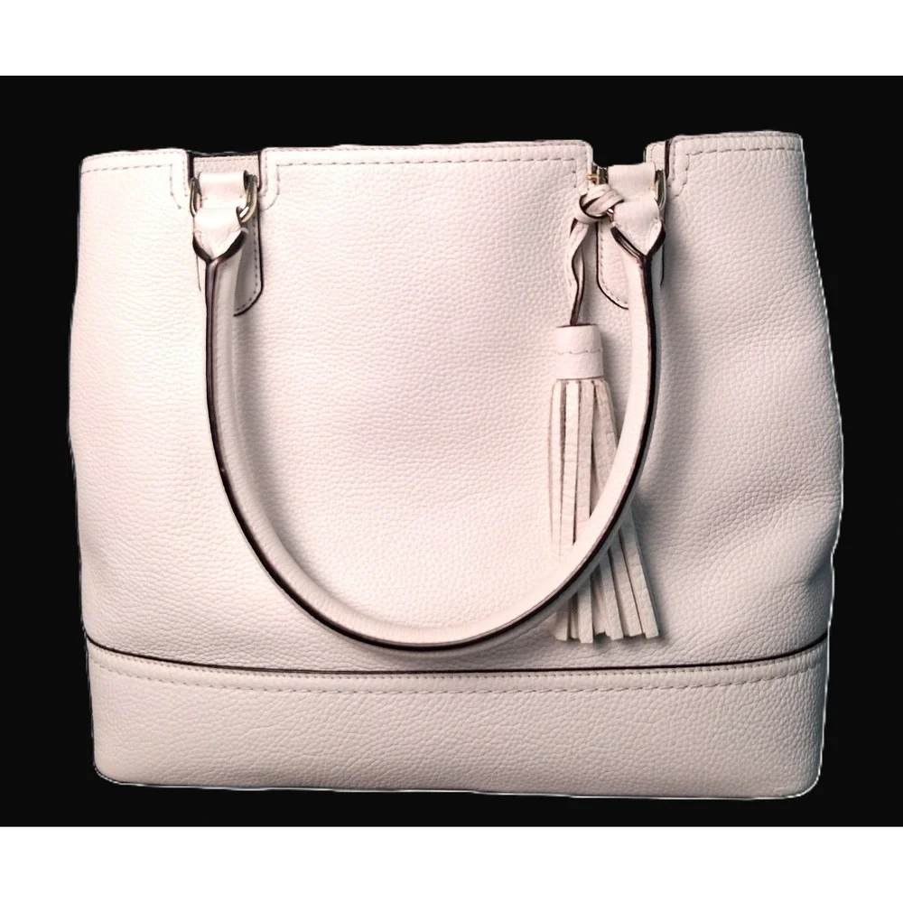 Kate‎ Spade New York White Pebble Leather Tote 13 x 10 x 6
